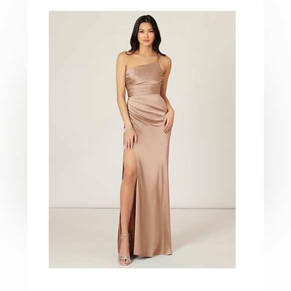 Azazie Eren Stretch Satin Dress, English Rose (A0) - Picture 1 of 6